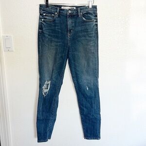 Lovers + Friends Denim Mason High Rise Skinny Distressed Medium Wash Jeans